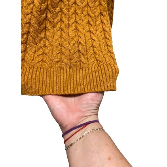 Christopher & Banks Cableknit Turtleneck Sweater Mustard Size XL NWT Soft Cozy - Picture 8 of 12